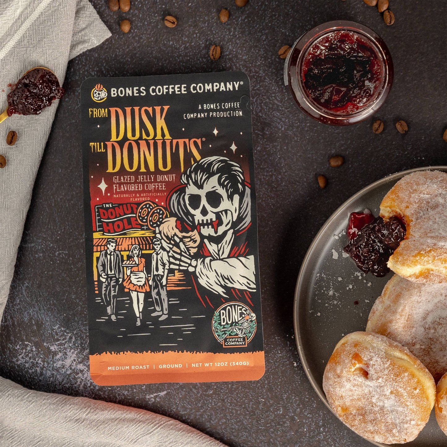 Bones Coffee Company - From Dusk Till Donuts | 12oz: Ground