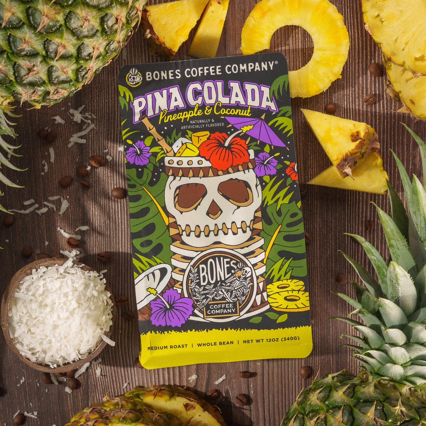 Bones Coffee Company - Pina Colada | 12oz: Ground