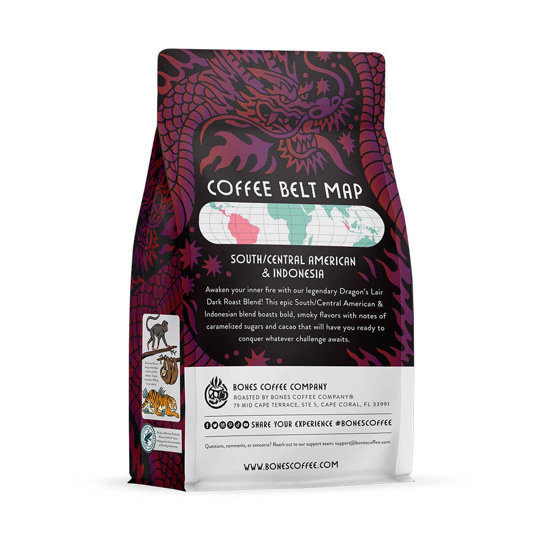 Bones Coffee Company - Dragon's Lair Dark Roast Blend | 12oz: Whole Bean