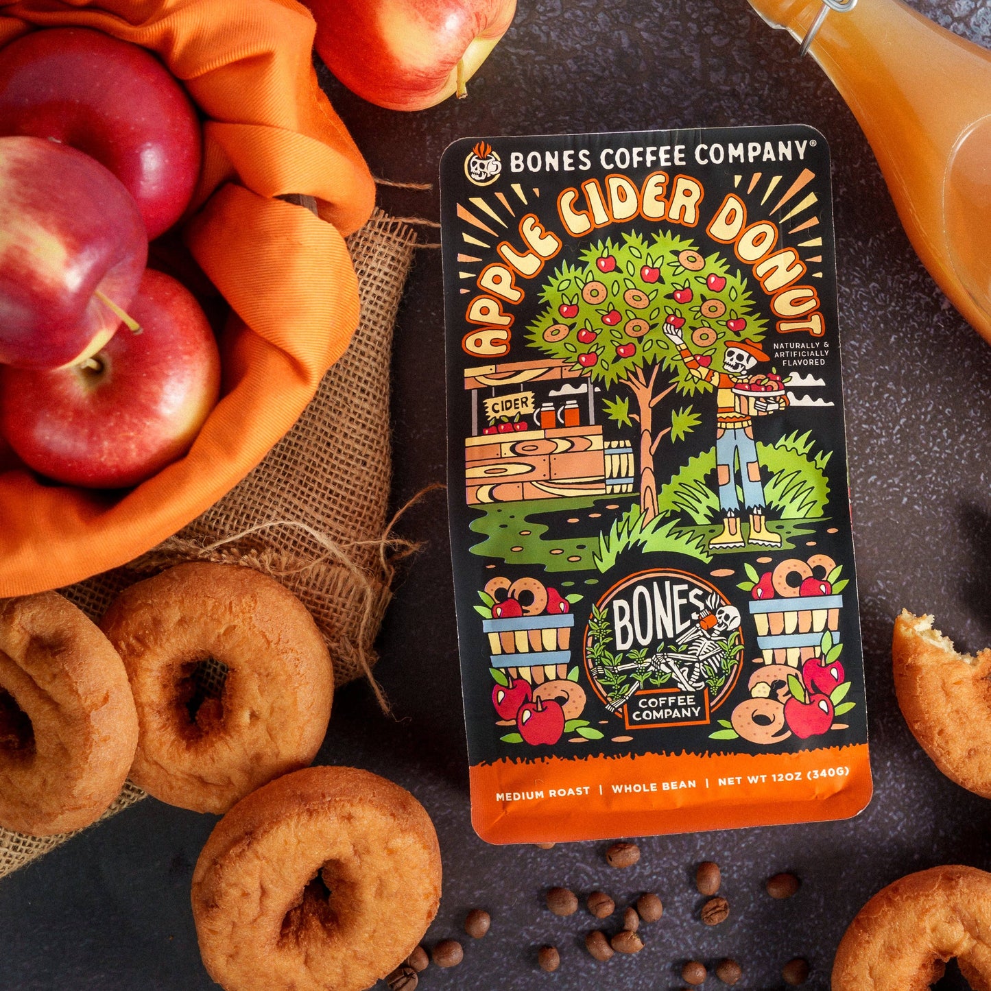 Bones Coffee Company - Apple Cider Donut | 12oz: Whole Bean