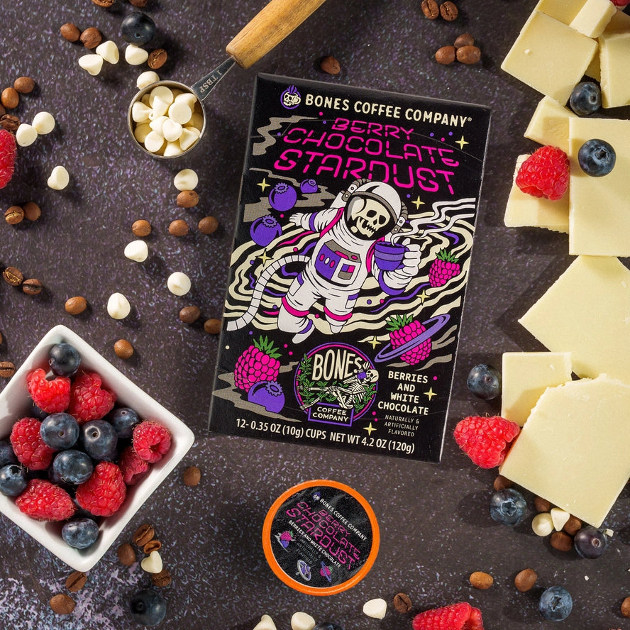 Berry Chocolate Stardust Bones Cups - 12 Count on table