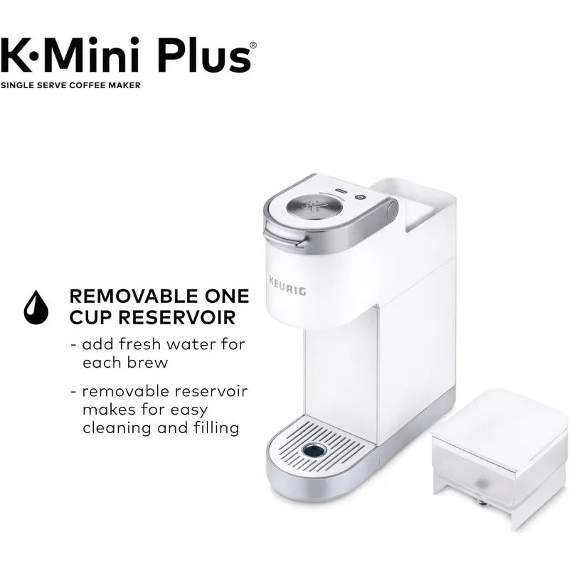 Keurig K-Mini Plus Single Serve K-Cup Pod Coffee Maker, Matte White removable one cup reservoir