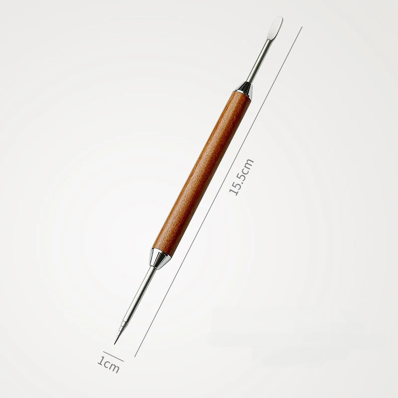 Punana Coffee Art Needle Stainless Steel Rosewood Coffee Decorating Art Pen Flower Needle Latte Coffee Hook Coffee Accessories isolated with measurements