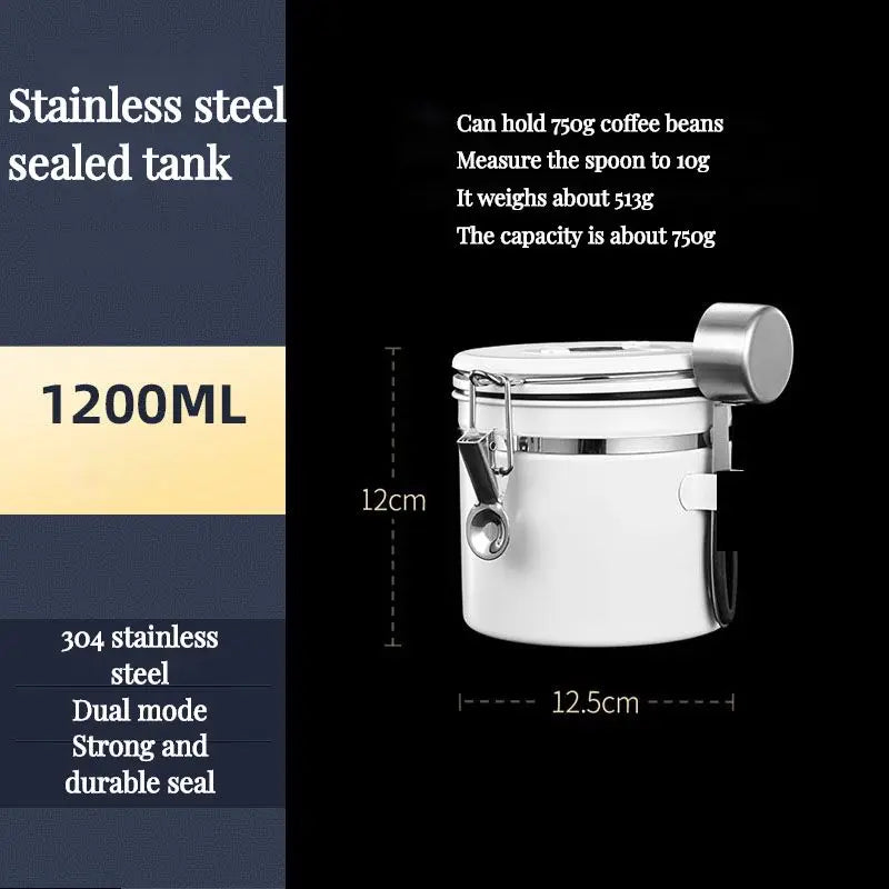 Punana Large Capacity Coffee Storage Container Stainless Steel Coffee Bean Can Sealing Coffee Filling Food Storage Container