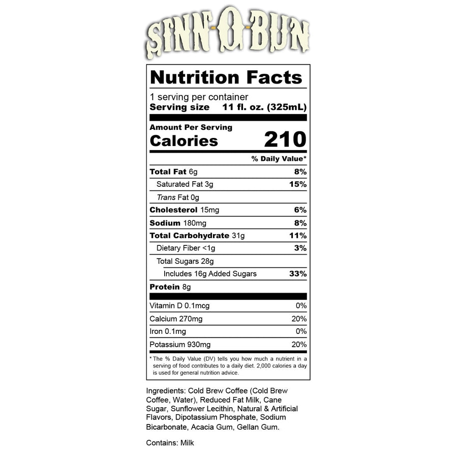 Sinn-O-Bun Cold Brew Latte 12-Pack nutrition facts