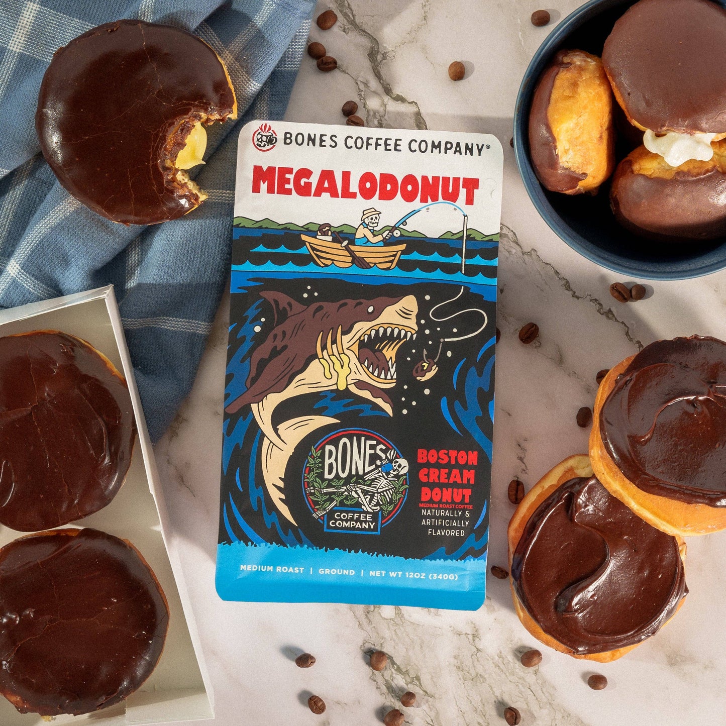 Bones Coffee Company - Megalodonut | 12oz: Whole Bean