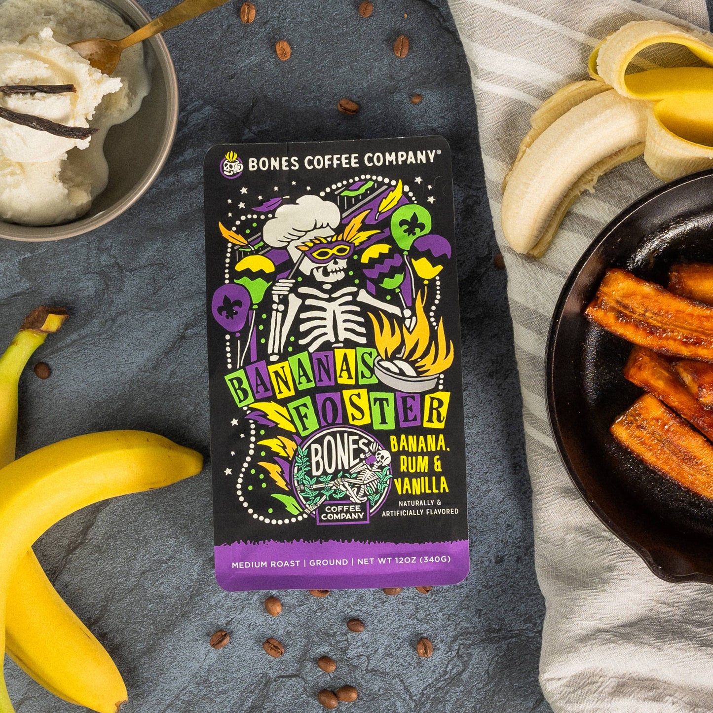 Bones Coffee Company - Bananas Foster | 12oz: Whole Bean