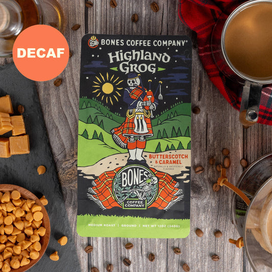 Bones Coffee Company - Decaf Highland Grog | 12oz: Whole Bean