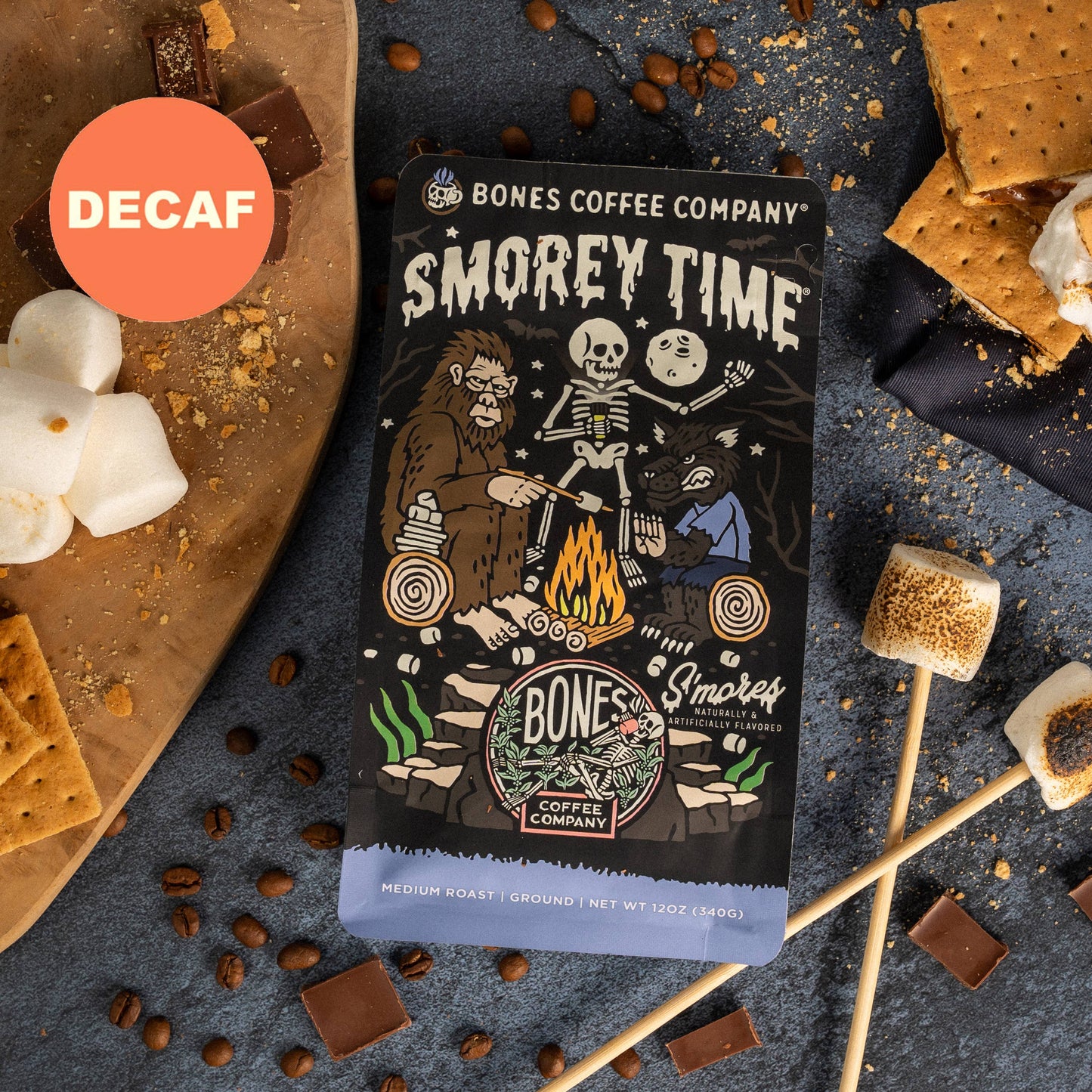 Bones Coffee Company - Decaf S'morey Time | 12oz: Ground