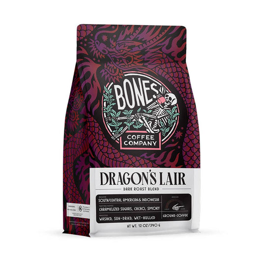 Bones Coffee Company - Dragon's Lair Dark Roast Blend | 12oz: Ground