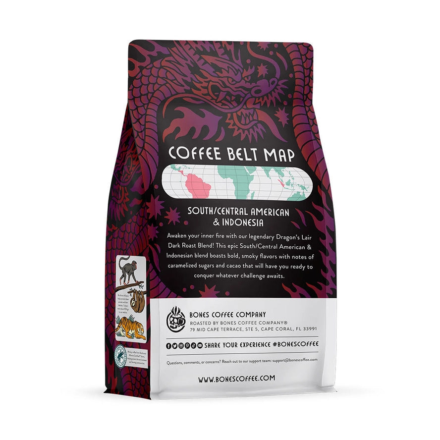 Dragon's Lair Dark Roast Blend | 12oz back panel