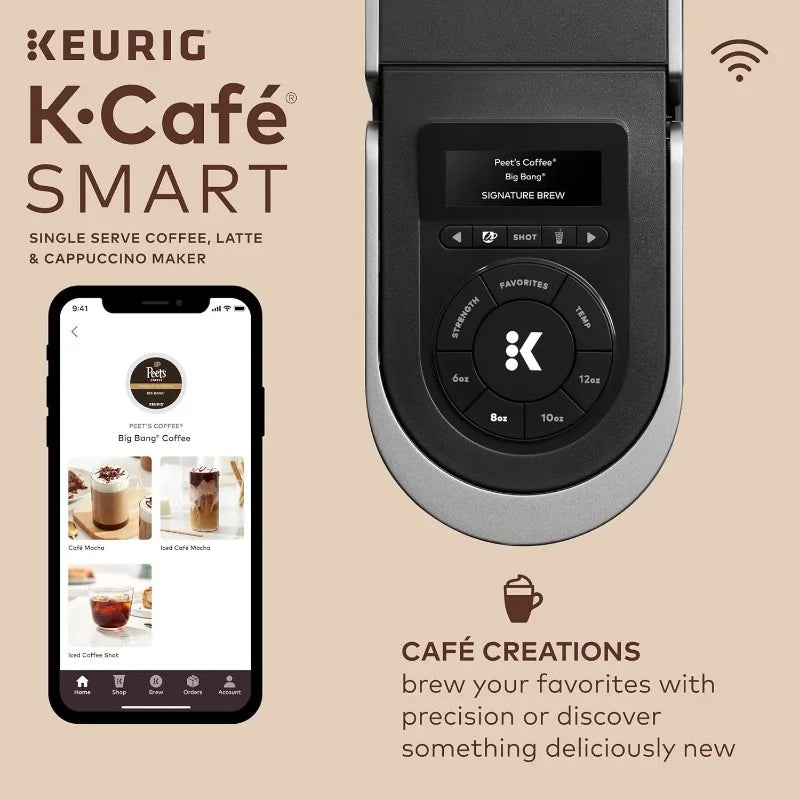 Keurig K-Cafe SMART Single Serve K-Cup Pod Coffee, Latte and Cappuccino Maker, Black smart programing