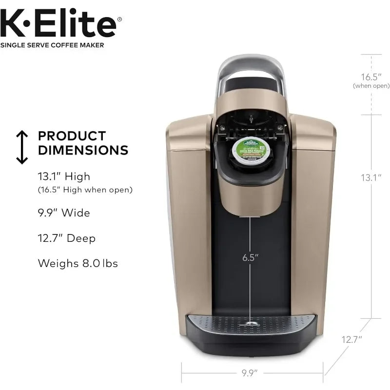 Keurig K-Elite Single Serve K-Cup Pod Coffee Maker, Brushed Gold dimensions