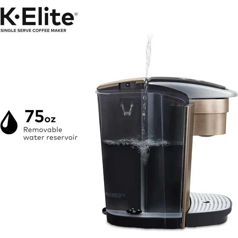 Keurig K-Elite Single Serve K-Cup Pod Coffee Maker, Brushed Gold removable reservoir