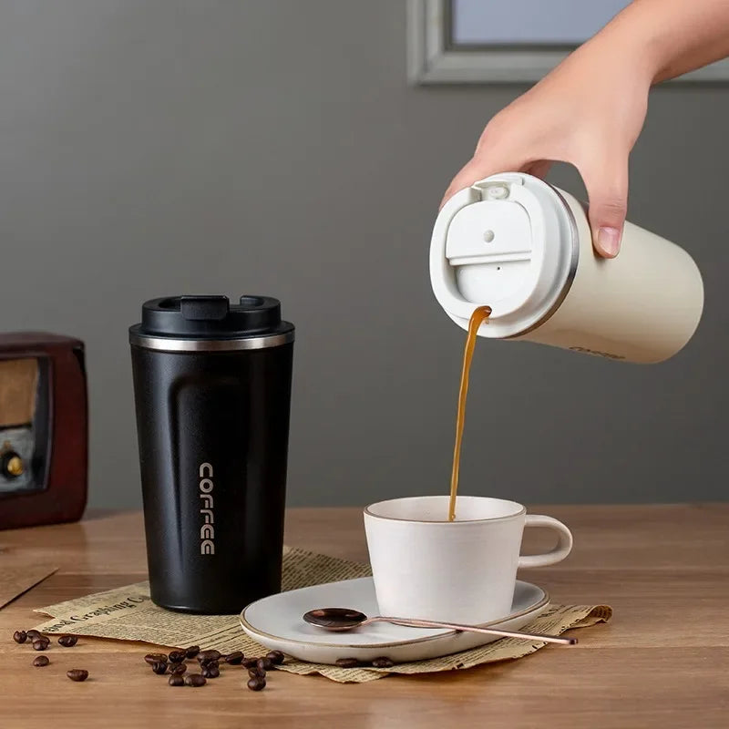 Portable 304 Stainless Steel Coffee Cup 380ml/510ml Vacuum Double-layer Insulated Cup Sealed Leak-proof Mug Outdoor Coffee Cup-2
