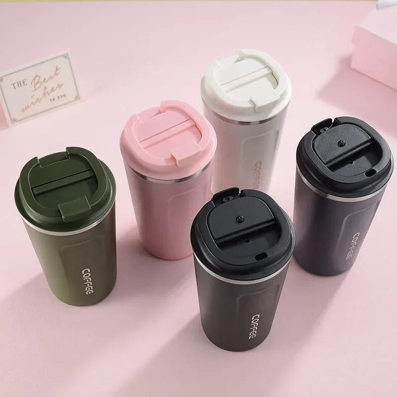 Portable 304 Stainless Steel Coffee Cup 380ml/510ml Vacuum Double-layer Insulated Cup Sealed Leak-proof Mug Outdoor Coffee Cup-5