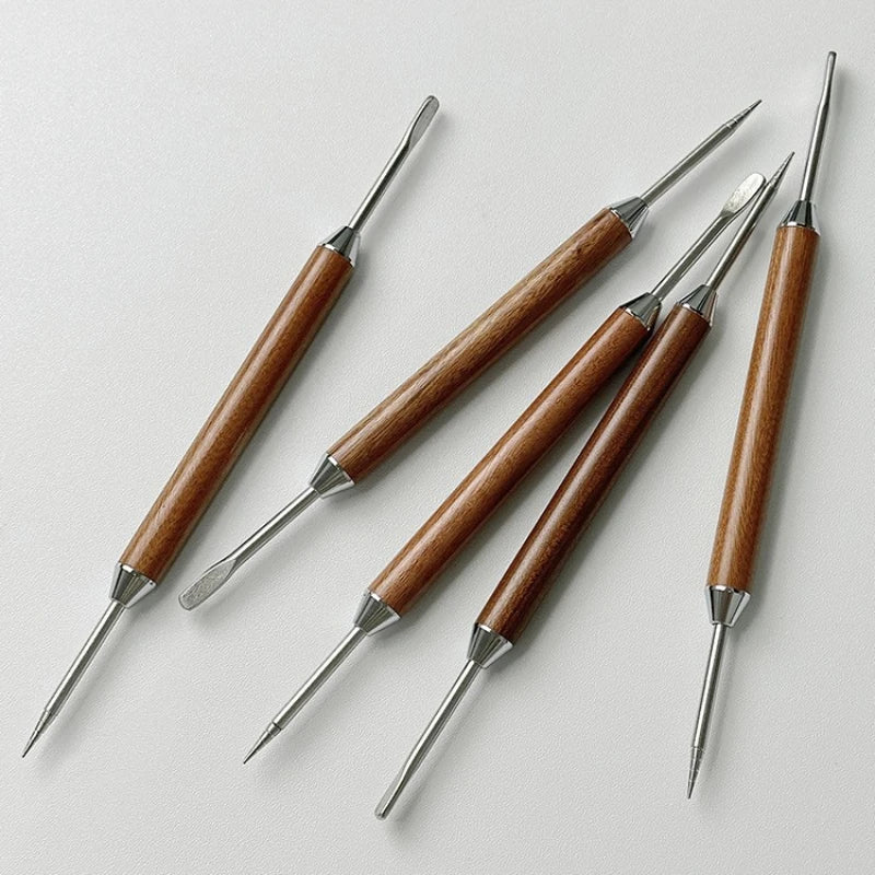 Punana Coffee Art Needle Stainless Steel Rosewood Coffee Decorating Art Pen Flower Needle Latte Coffee Hook Coffee Accessories-3