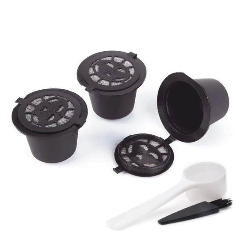 5 Reusable Nespresso Capsules Refillable Coffee Capsule Filter With Nespresso Coffee Machines With Coffee Spoon Brush